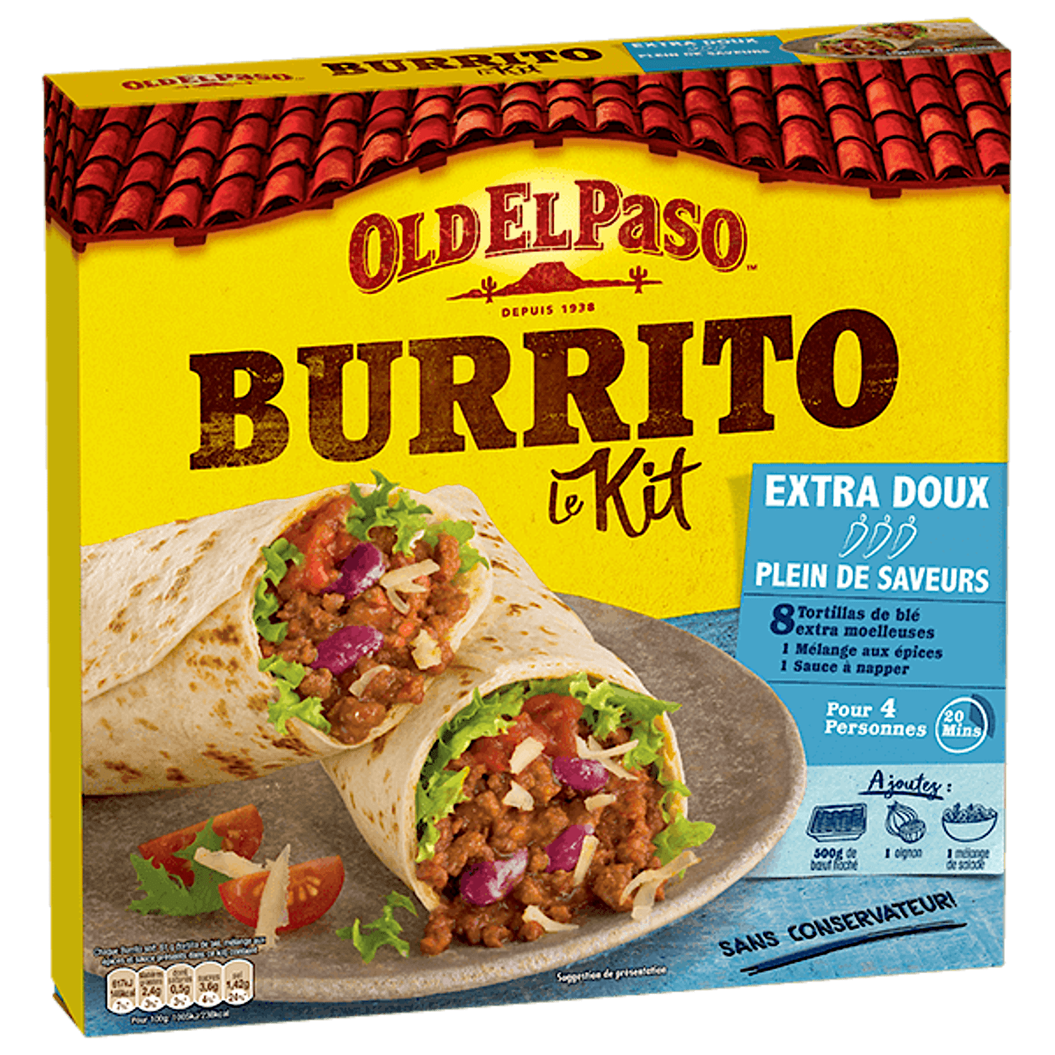 paquet de kit burrito extra doux Old El Paso 491g